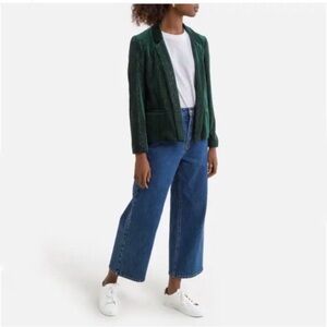 Anthropologie See U Soon Velour Lurex Blazer Elegant Green Size S